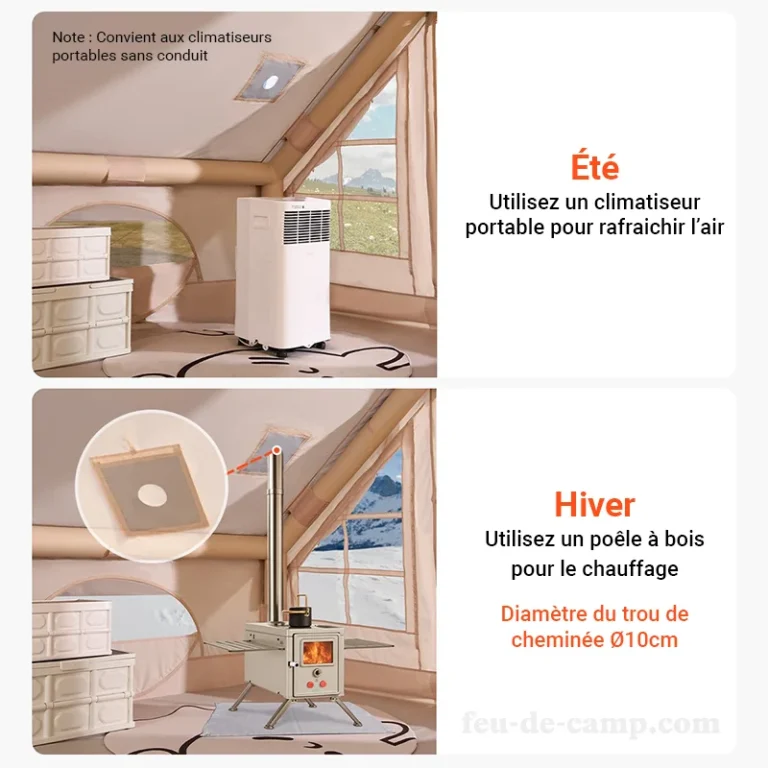 Tente Gonflable Familiale avec poêle à bois