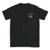 T-shirt noir avec l'insigne du commando jaubert imprimé sur le coeur en jaune représentant un dragon enroulé autour d'une ancre