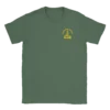 T-shirt vert kaki avec l'insigne du commando jaubert imprimé sur le coeur en jaune représentant un dragon enroulé autour d'une ancre