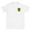 T-shirt blanc avec écusson imprimé sur le coeur, insigne officiel de l'École des Fusiliers Marins en jaune et noir