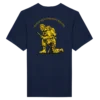 T-shirt bleu marine imprimé dans le dos, fusilier marin agenouillé en jaune et noir avec une inscription "École des Fusiliers Marins" au dessus
