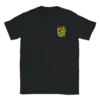 T-shirt noir avec écusson imprimé sur le coeur, insigne officiel de l'École des Fusiliers Marins en jaune et noir