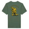 T-shirt vert kaki imprimé dans le dos, fusilier marin agenouillé en jaune et noir avec une inscription "École des Fusiliers Marins" au dessus