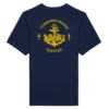 Dos d'un tee shirt bleu marine avec le logo au centre du commando de marine Kieffer en jaune